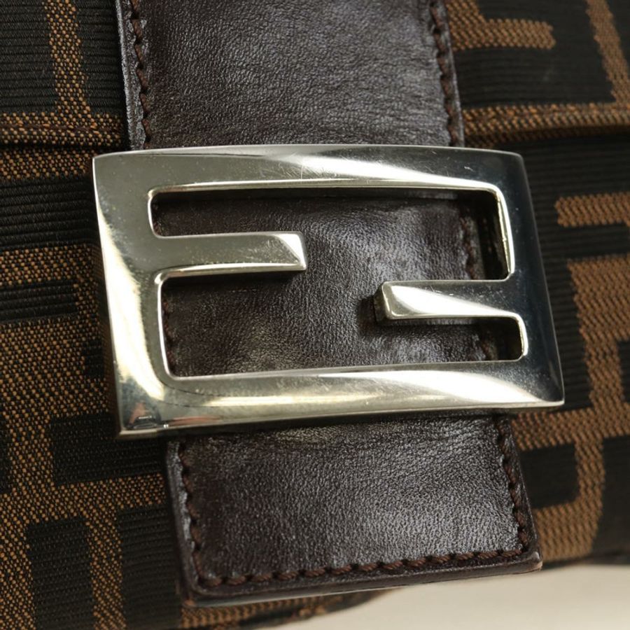 【日本直送】FENDI Zucca帆布Mamma Baguette單肩包 黑色棕色 正品 189121SV-18