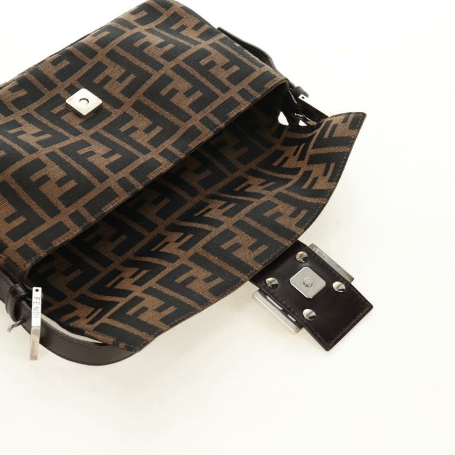 【日本直送】FENDI Zucca帆布Mamma Baguette單肩包 黑色棕色 正品 189121SV-19