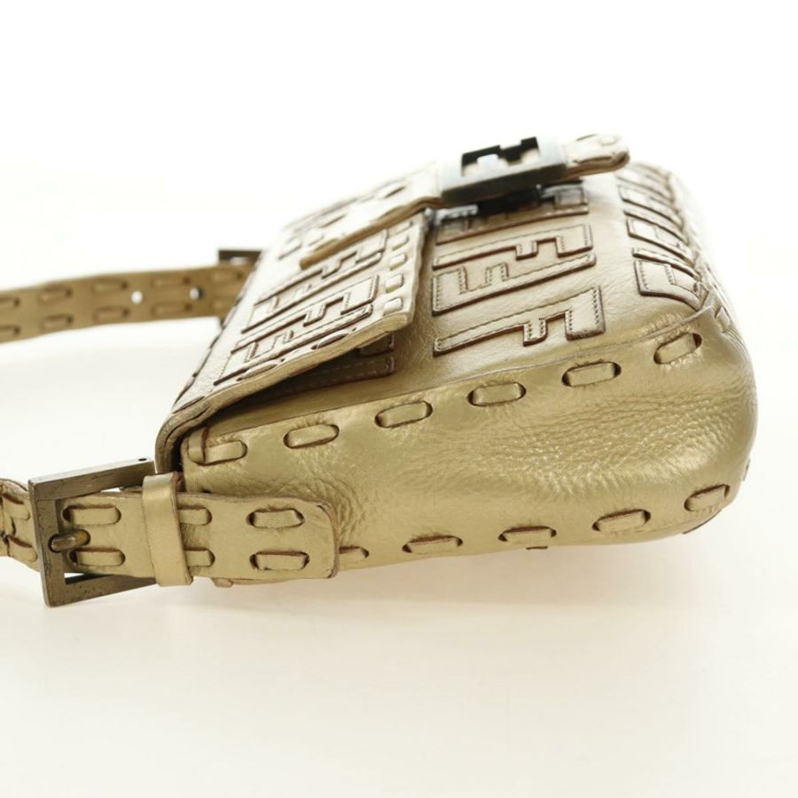 【日本直送】FENDI Zucca帆布Mamma Baguette單肩包，金色皮革款，正品編號189267SAM-2