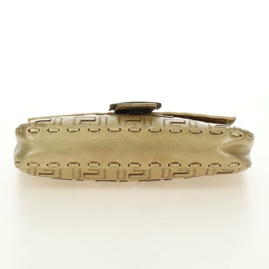 【日本直送】FENDI Zucca帆布Mamma Baguette單肩包，金色皮革款，正品編號189267SAM-4