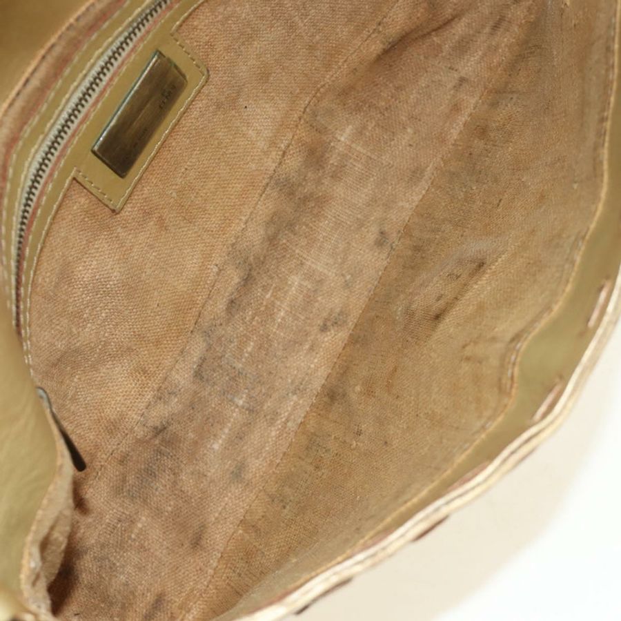 【日本直送】FENDI Zucca帆布Mamma Baguette單肩包，金色皮革款，正品編號189267SAM-9