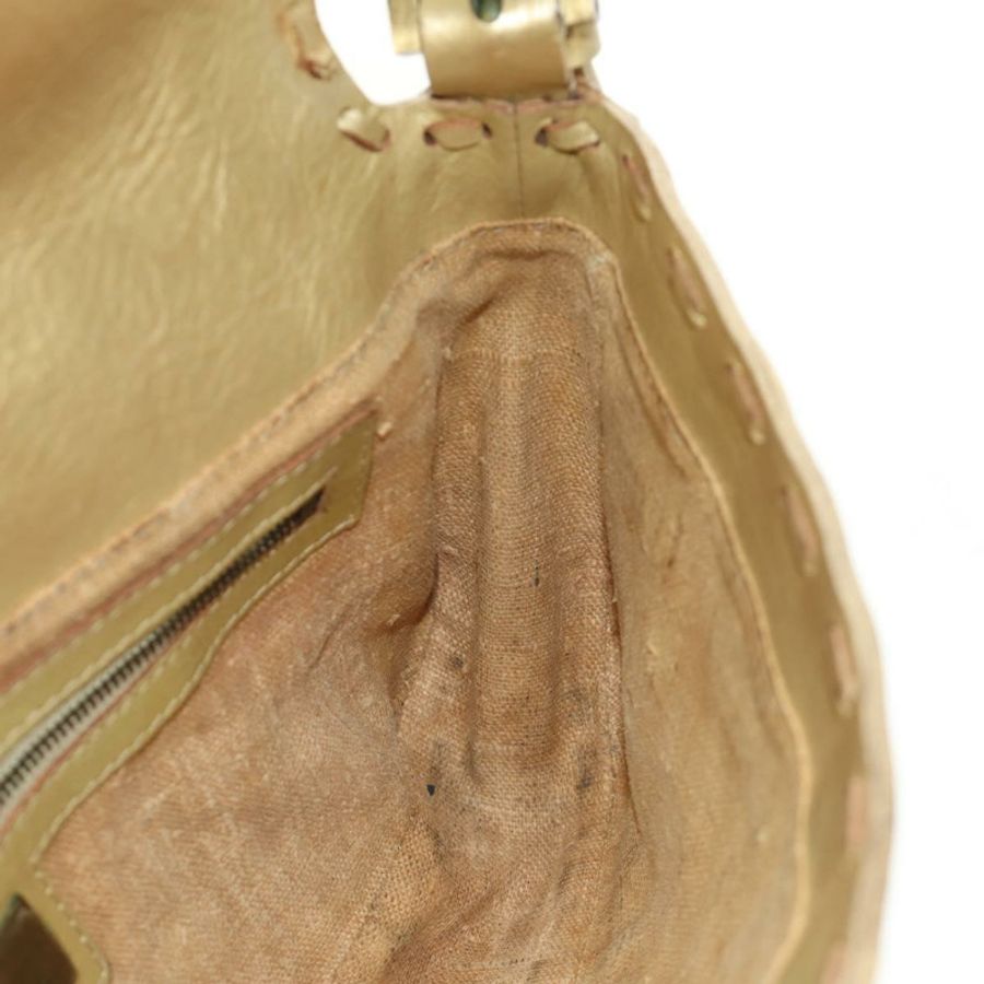 【日本直送】FENDI Zucca帆布Mamma Baguette單肩包，金色皮革款，正品編號189267SAM-24