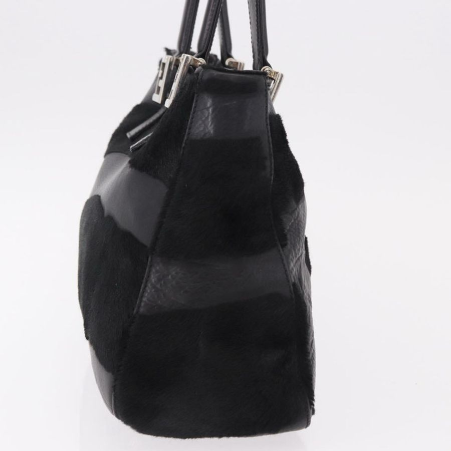 【日本直送】FENDI 手提包 Harako 皮革 黑色 銀色 正品 186561A-2