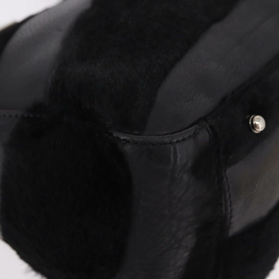 【日本直送】FENDI 手提包 Harako 皮革 黑色 銀色 正品 186561A-7