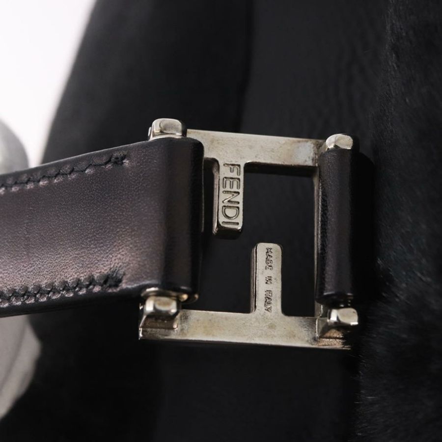 【日本直送】FENDI 手提包 Harako 皮革 黑色 銀色 正品 186561A-8