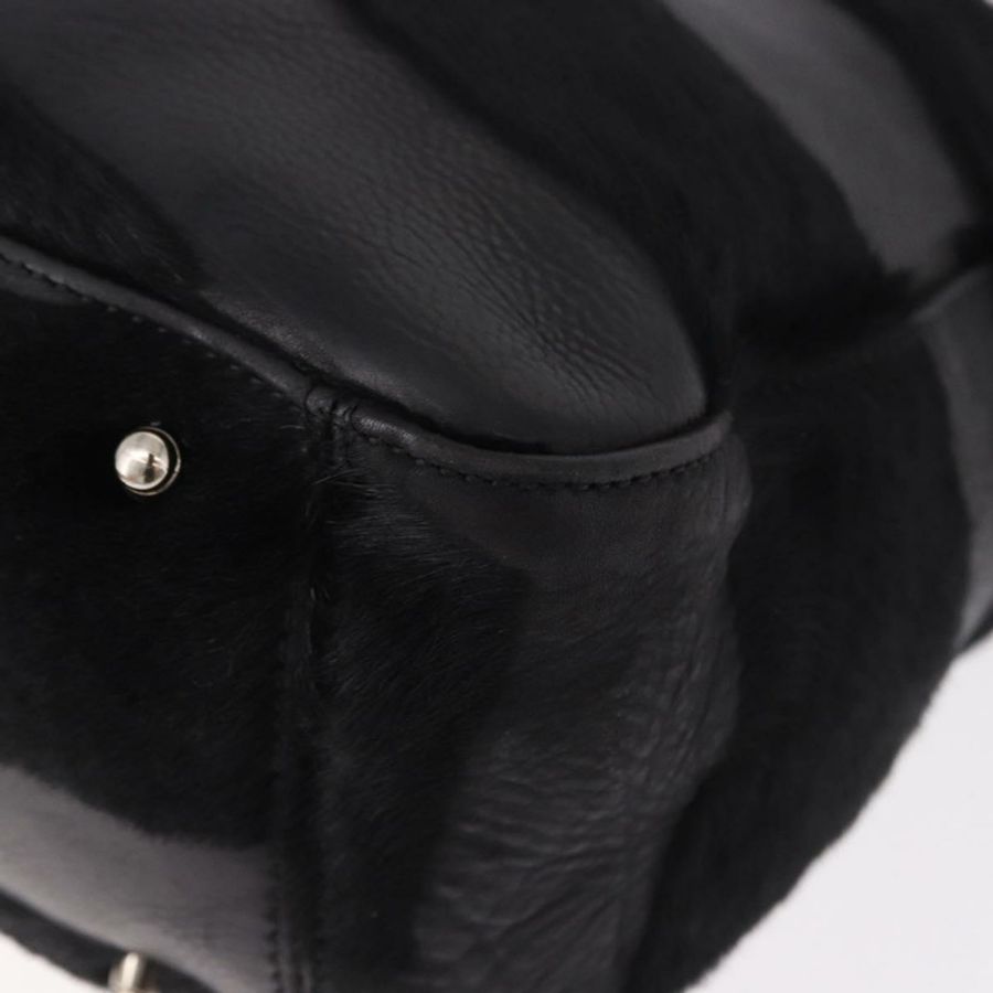 【日本直送】FENDI 手提包 Harako 皮革 黑色 銀色 正品 186561A-16