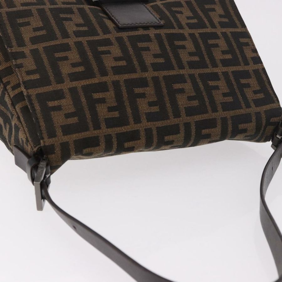 【日本直送】FENDI Zucca帆布Mamma Baguette單肩包 黑色棕色 正品 184547SAV-5