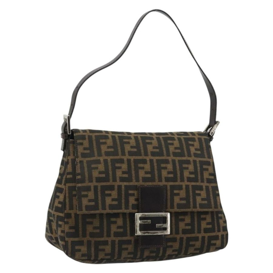 【日本直送】FENDI Zucca帆布Mamma Baguette單肩包 黑色棕色 正品 189496SAM-0