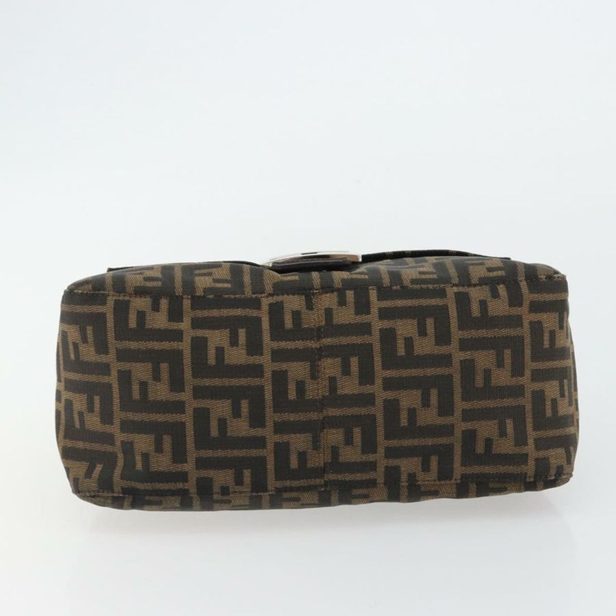 【日本直送】FENDI Zucca帆布Mamma Baguette單肩包 黑色棕色 正品 BA13733V-4