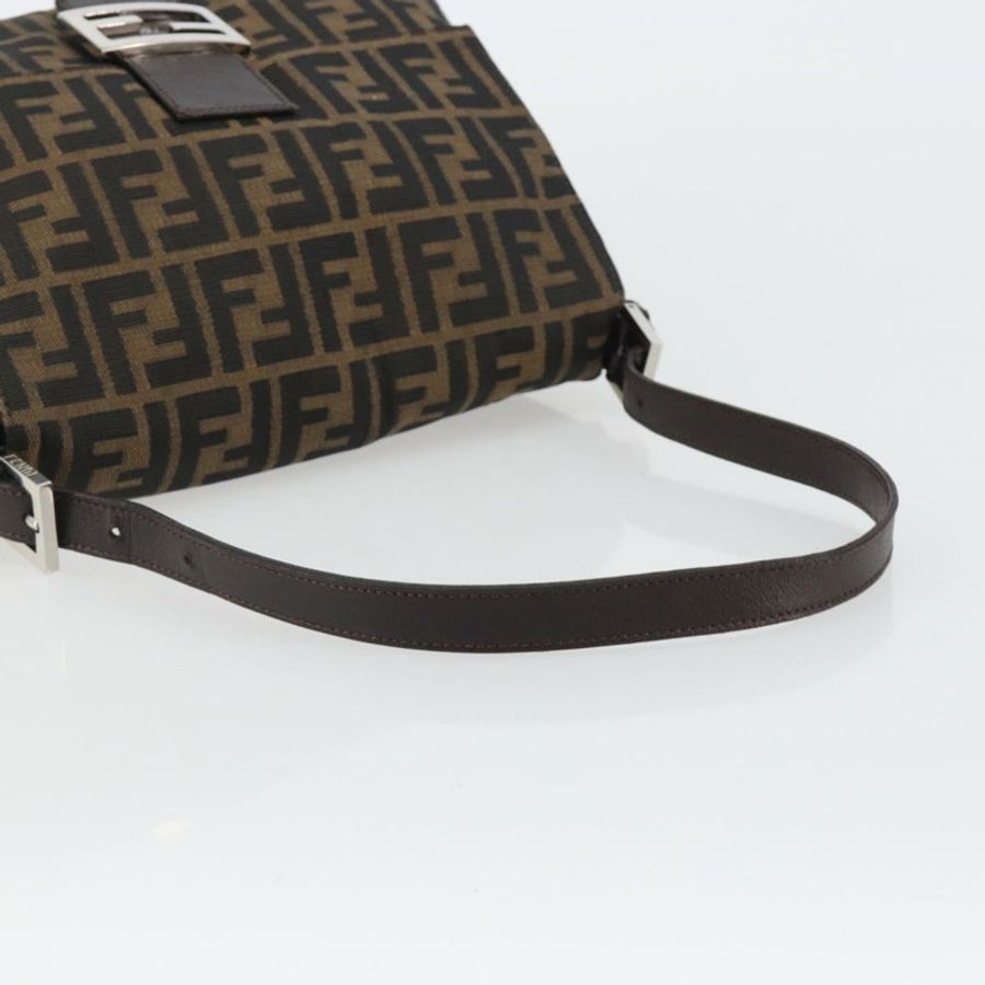【日本直送】FENDI Zucca帆布Mamma Baguette單肩包 黑色棕色 正品 BA13733V-6