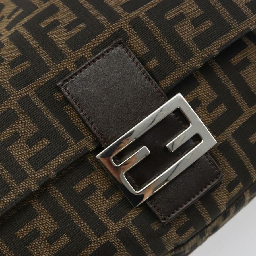【日本直送】FENDI Zucca帆布Mamma Baguette單肩包 黑色棕色 正品 BA13733V-17