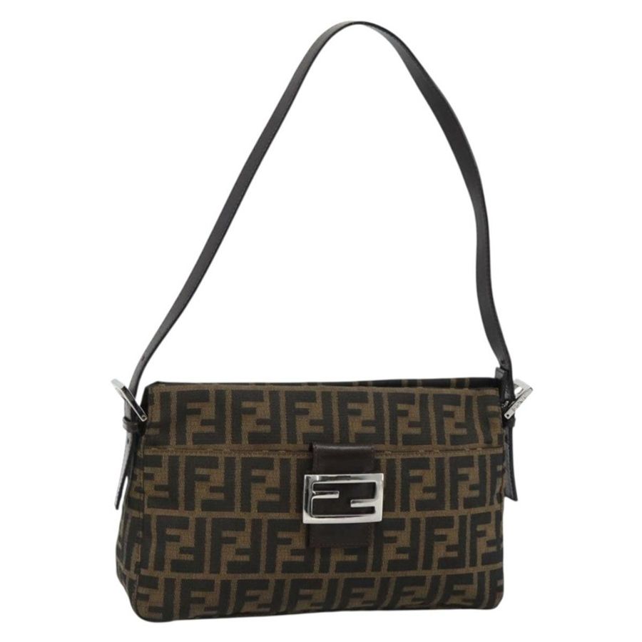 【日本直送】FENDI Zucca帆布Mamma Baguette單肩包 黑色棕色 正品 190180SAV-0