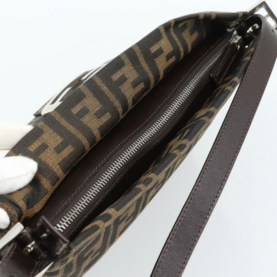 【日本直送】FENDI Zucca帆布Mamma Baguette單肩包 黑色棕色 正品 190180SAV-5