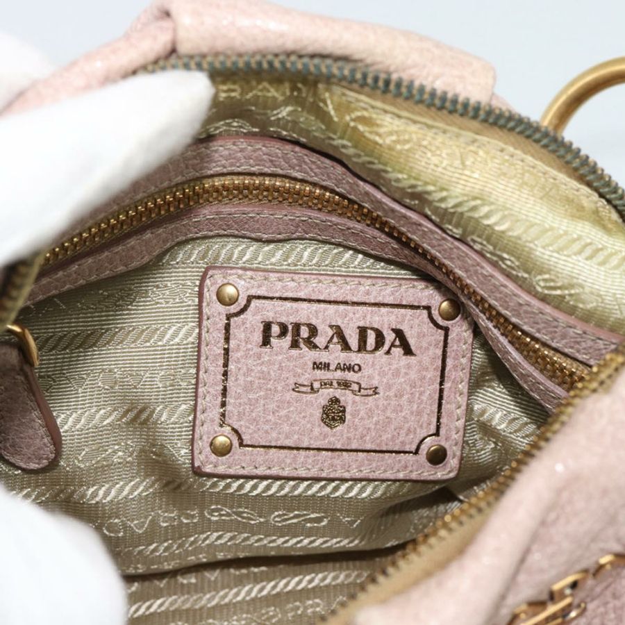 【日本直送】PRADA 鏈條肩背包 Vittero Dino 皮革 粉紅色金色 正品 189816A-9