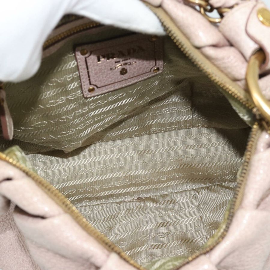 【日本直送】PRADA 鏈條肩背包 Vittero Dino 皮革 粉紅色金色 正品 189816A-10