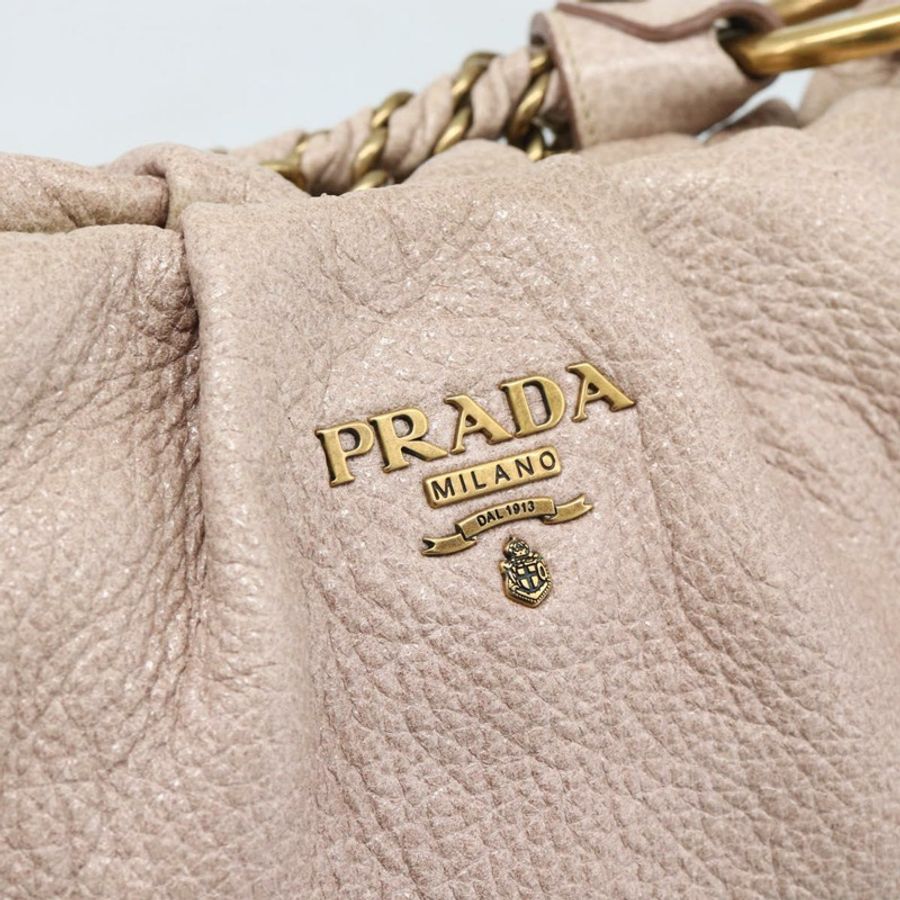 【日本直送】PRADA 鏈條肩背包 Vittero Dino 皮革 粉紅色金色 正品 189816A-17