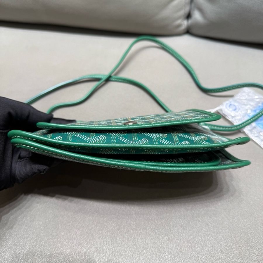 💚 Goyard戈雅plumet信封包 斜背包 綠色銀扣-6