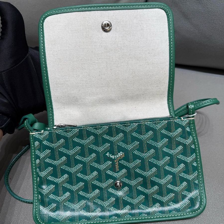 💚 Goyard戈雅plumet信封包 斜背包 綠色銀扣-7