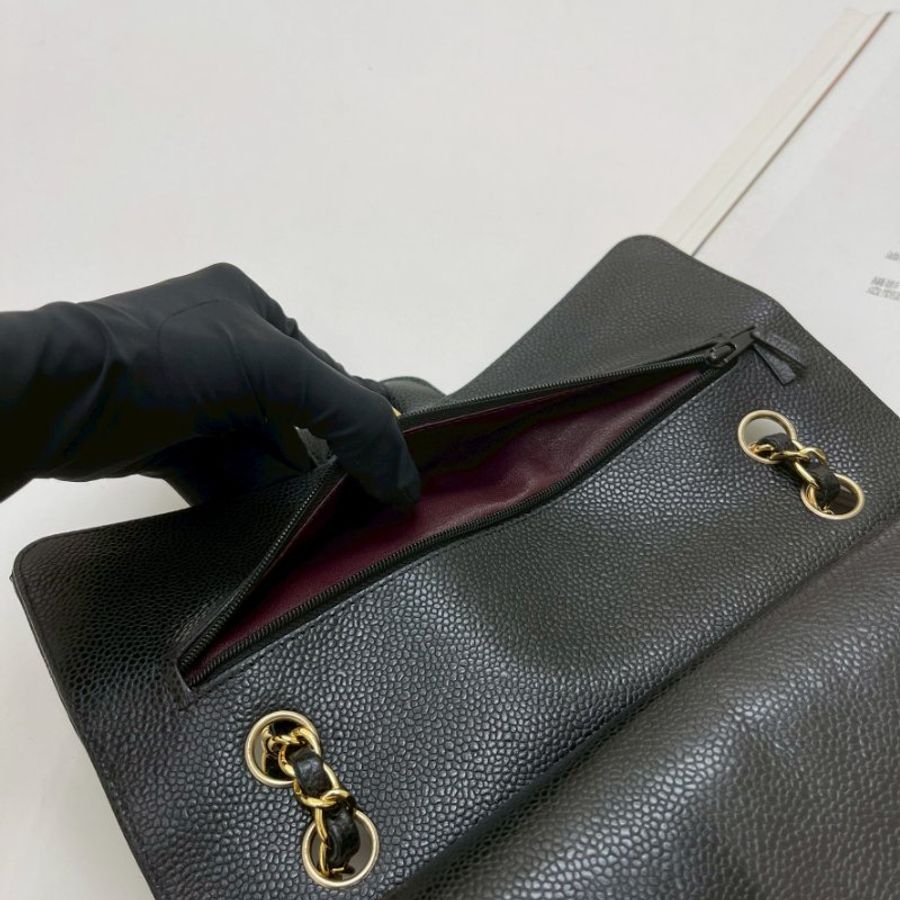 CHANEL CF25 黑金牛皮 芯片款-9