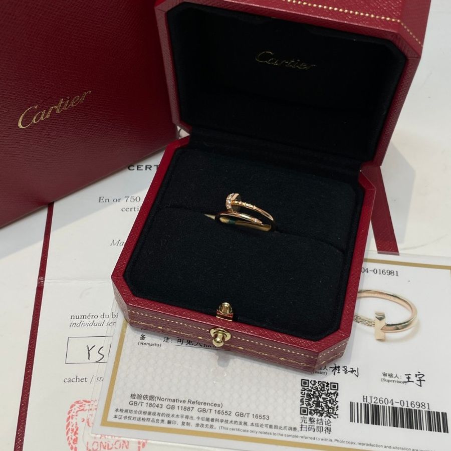 2025年大全套CARTIER卡地亚JUSTE UN CLOU玫瑰金头尾钻钉子戒指18K48码-2