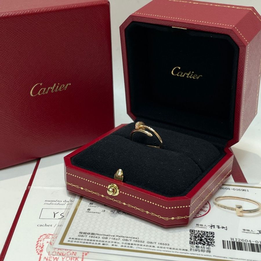2025年大全套CARTIER卡地亚JUSTE UN CLOU玫瑰金头尾钻钉子戒指18K48码-14