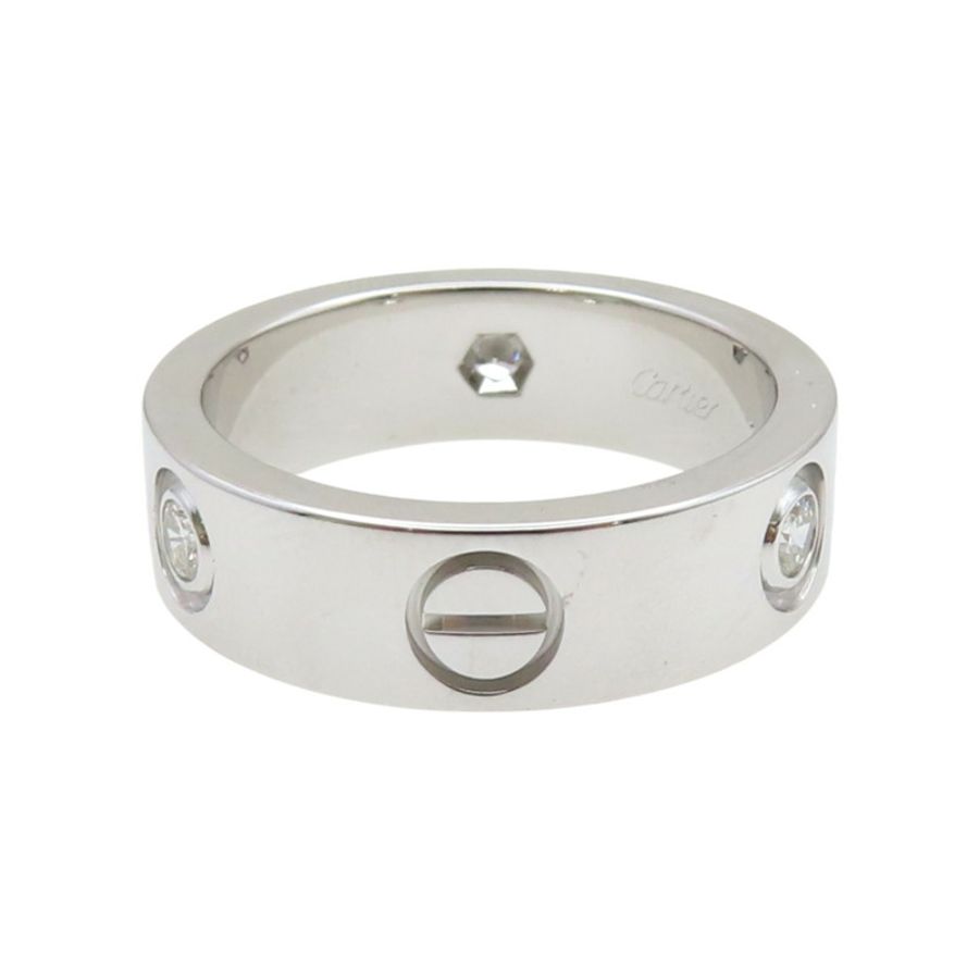 經典款 3PD Love 戒指 51 18K白金【Cartier 卡地亞】 CRB4032500-4