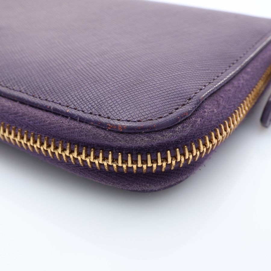 紫色牛皮 Saffiano 防刮牛皮 拉鍊 長夾【PRADA 普拉達】 1M0506-8