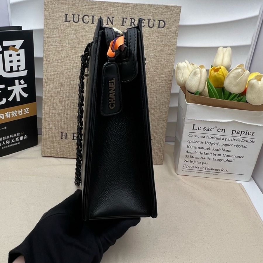 CHANEL黑色魚子醬琴譜托特包 盒子包-3