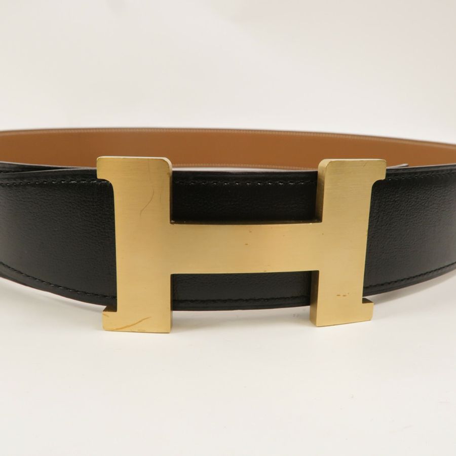 HERMES Swift/Epsom皮革Constance H Logo Reversible Buckle Belt皮帶Noir/Gold-2