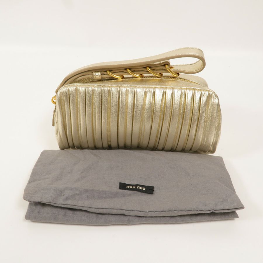Miu Miu Pleated Leather皮革Metallic Nappa Plisse Long Clutch手拿包-8