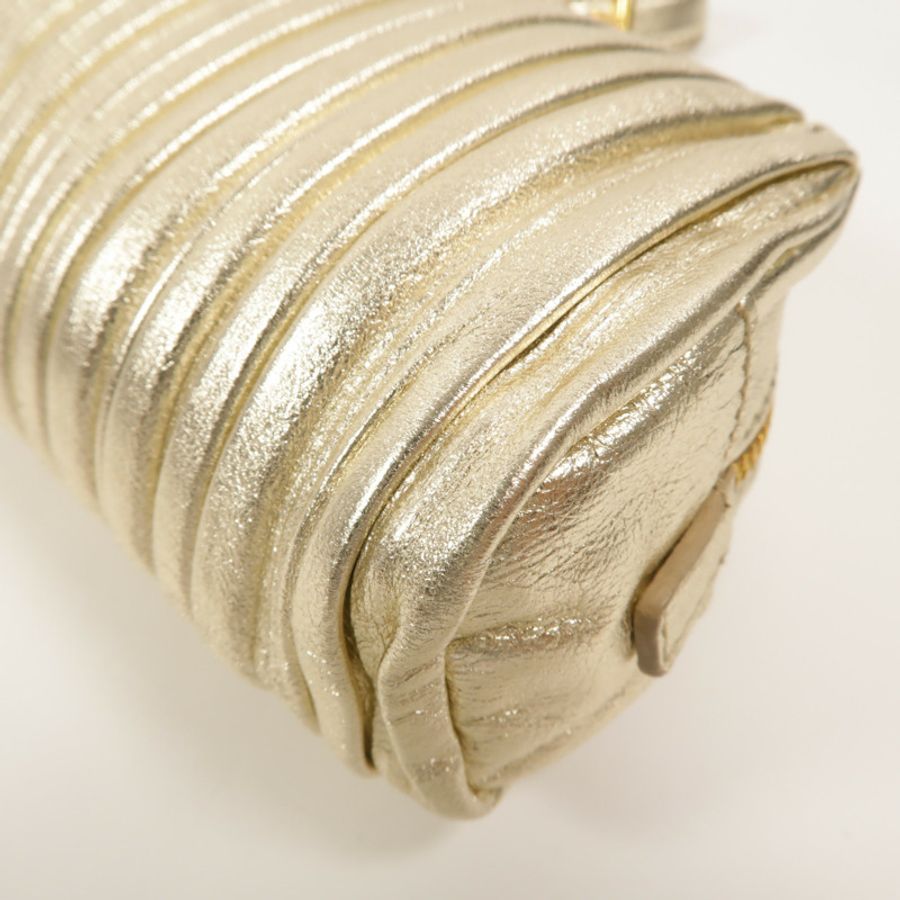 Miu Miu Pleated Leather皮革Metallic Nappa Plisse Long Clutch手拿包-9