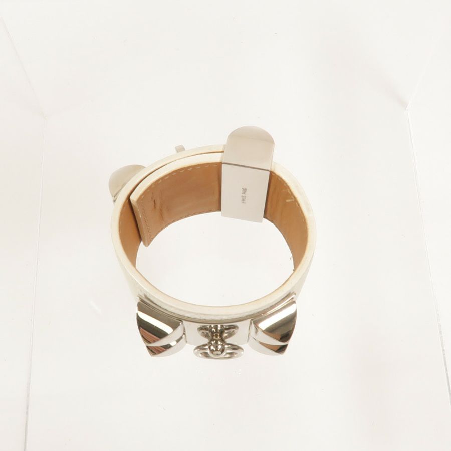 HERMES Epsom皮革/金屬Collier De Chien Bracelet手鐲-3