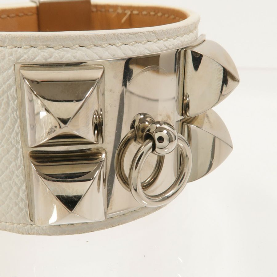 HERMES Epsom皮革/金屬Collier De Chien Bracelet手鐲-4