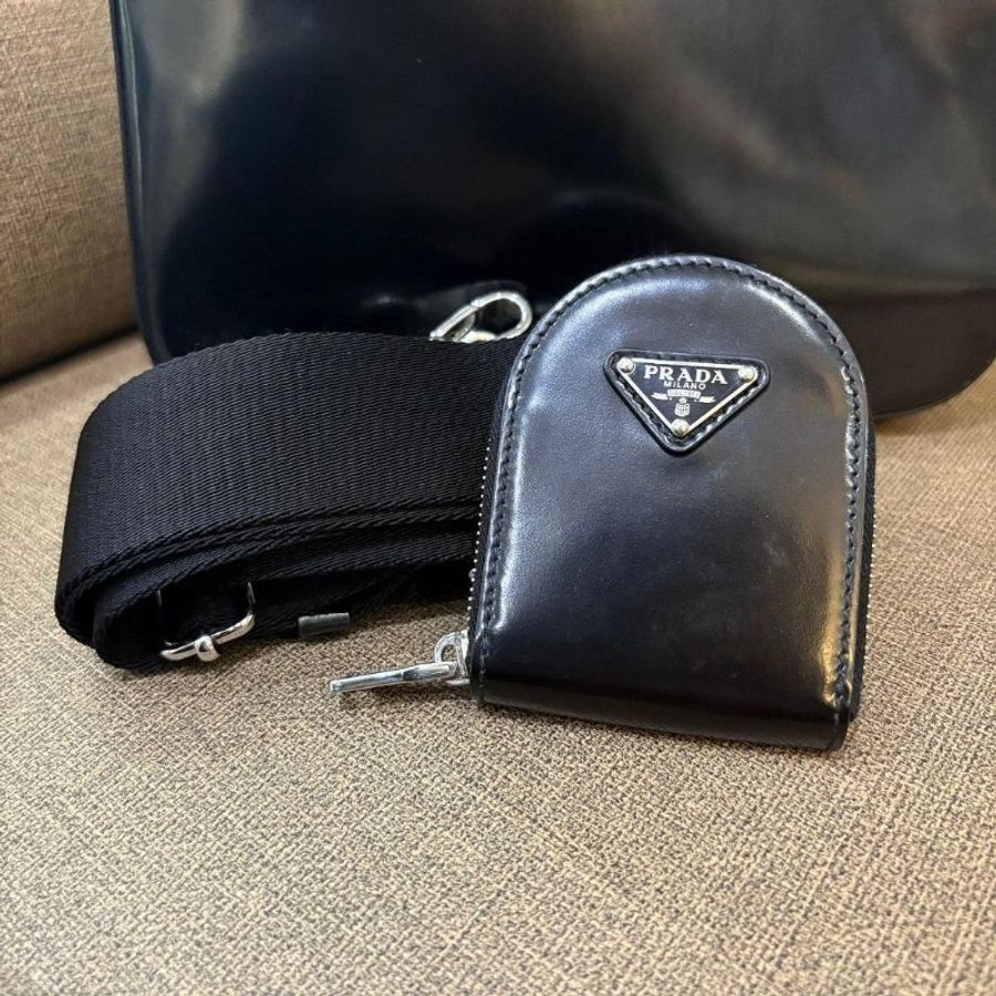 PRADA 三角標誌亮面皮革二合一手提包-7