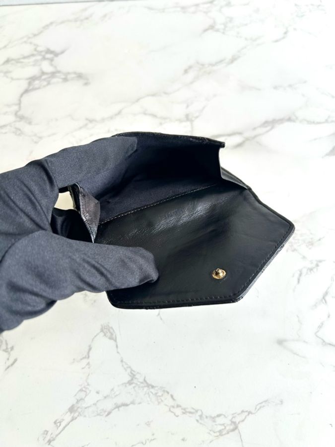 Chanel黑金色雙面小羊皮革短夾 皮夾 錢包 中古包-9