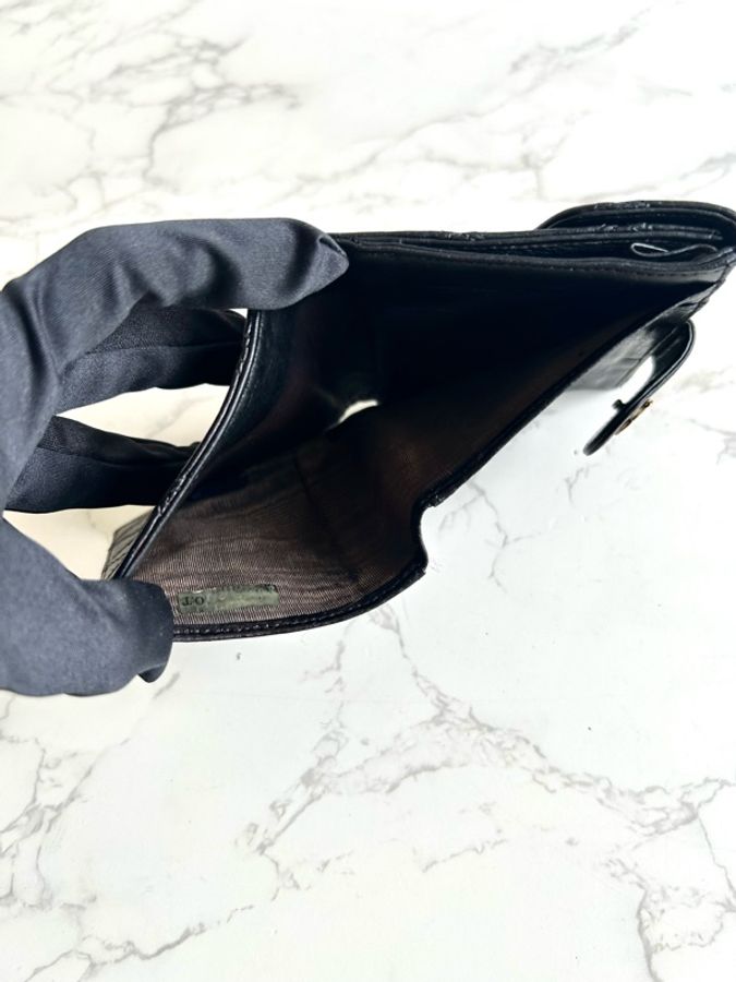 Chanel黑金色雙面小羊皮革短夾 皮夾 錢包 中古包-14