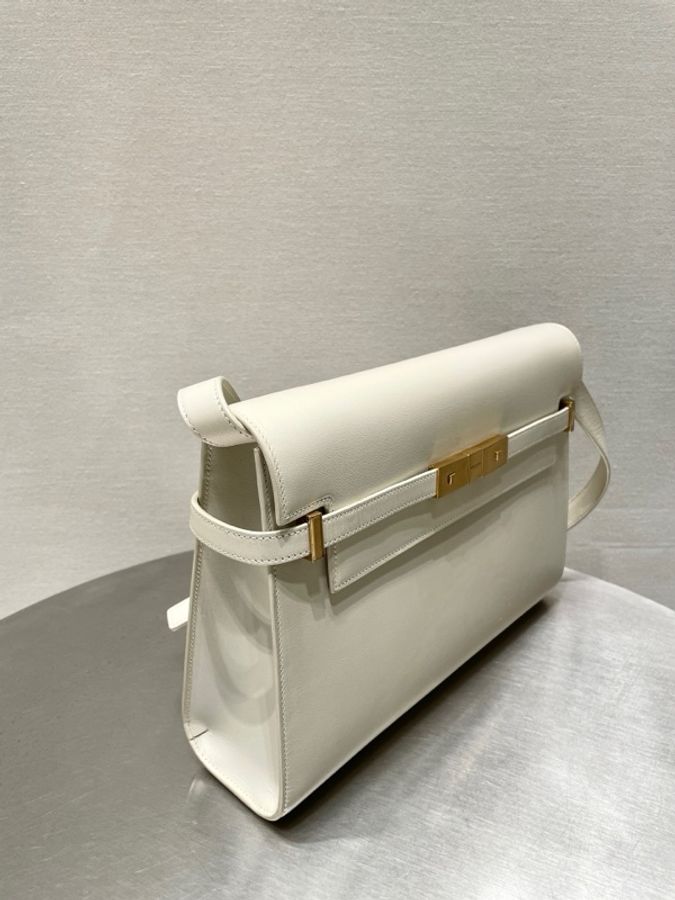聖羅蘭 YSL 曼哈頓包 復古白色金扣  附件 塵袋尺寸29*20-3