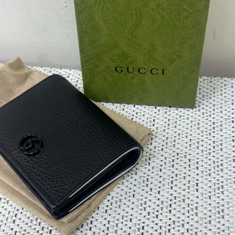 Gucci全黑皮短夾-3