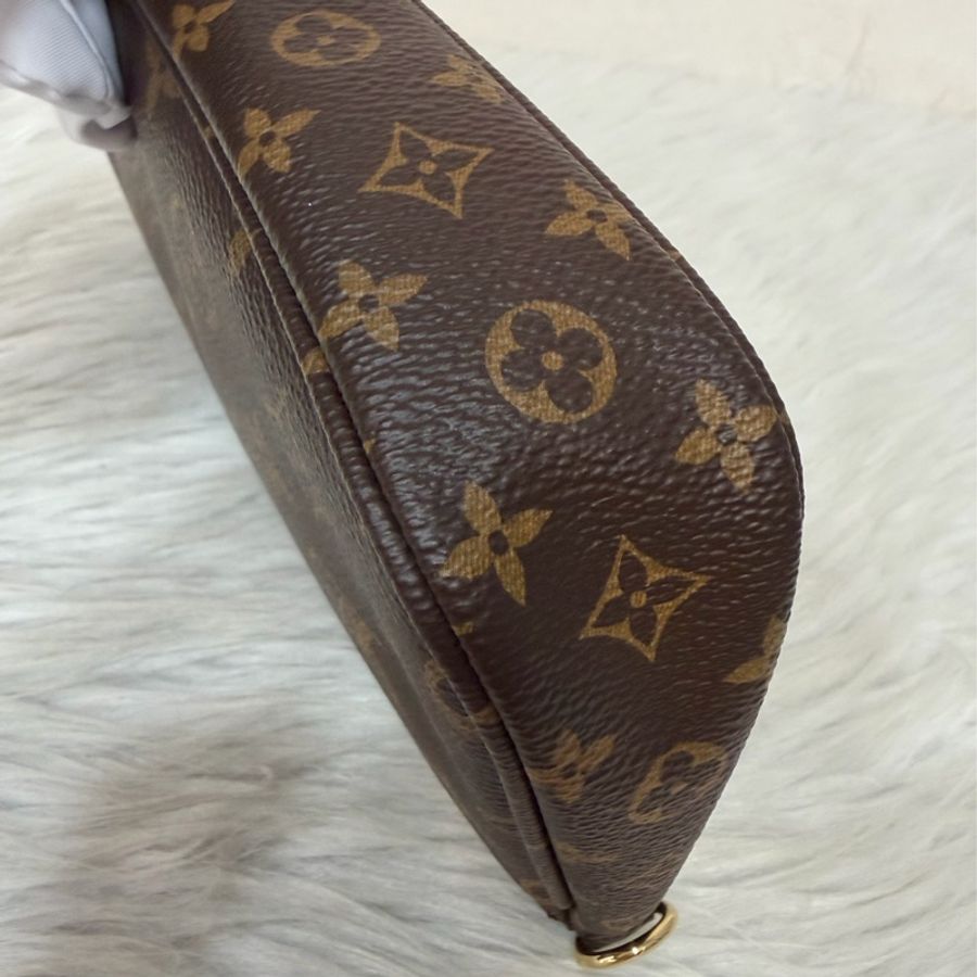 LV M44813 原花字紋老花綠色織帶 麻將包三合一肩背包斜背包手拿包零錢包郵差包腋下包-11
