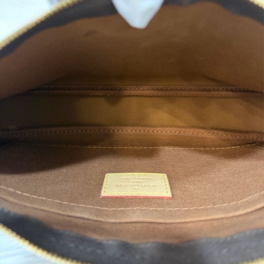 LV M44813 原花字紋老花綠色織帶 麻將包三合一肩背包斜背包手拿包零錢包郵差包腋下包-19
