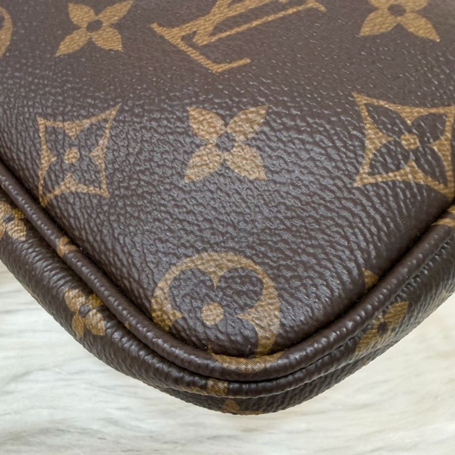 LV M44813 原花字紋老花綠色織帶 麻將包三合一肩背包斜背包手拿包零錢包郵差包腋下包-35