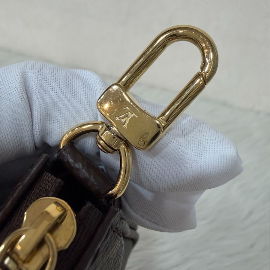 LV M44813 原花字紋老花綠色織帶 麻將包三合一肩背包斜背包手拿包零錢包郵差包腋下包-38