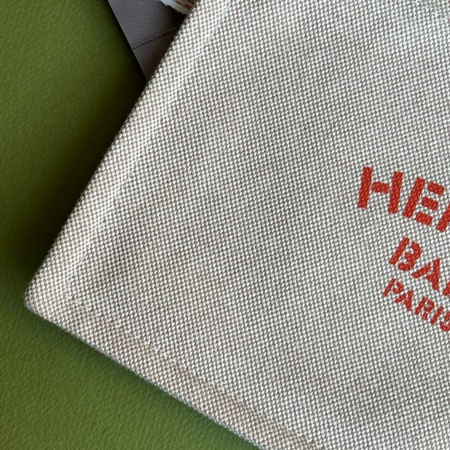 ::Hermès:: Bain New Yachting case 化妝包橘色拼接 皮革拉鍊頭 棉麻帆布收納包 小袋-5