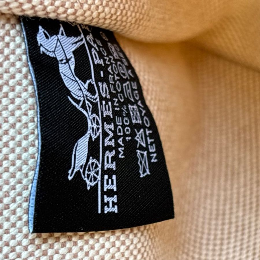 ::Hermès:: Bain New Yachting case 化妝包橘色拼接 皮革拉鍊頭 棉麻帆布收納包 小袋-22