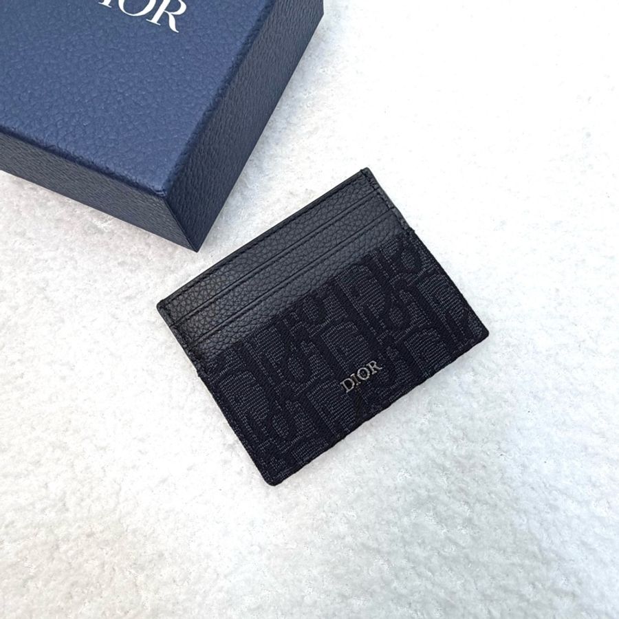 Dior黑緹花布牛皮7卡卡夾-7