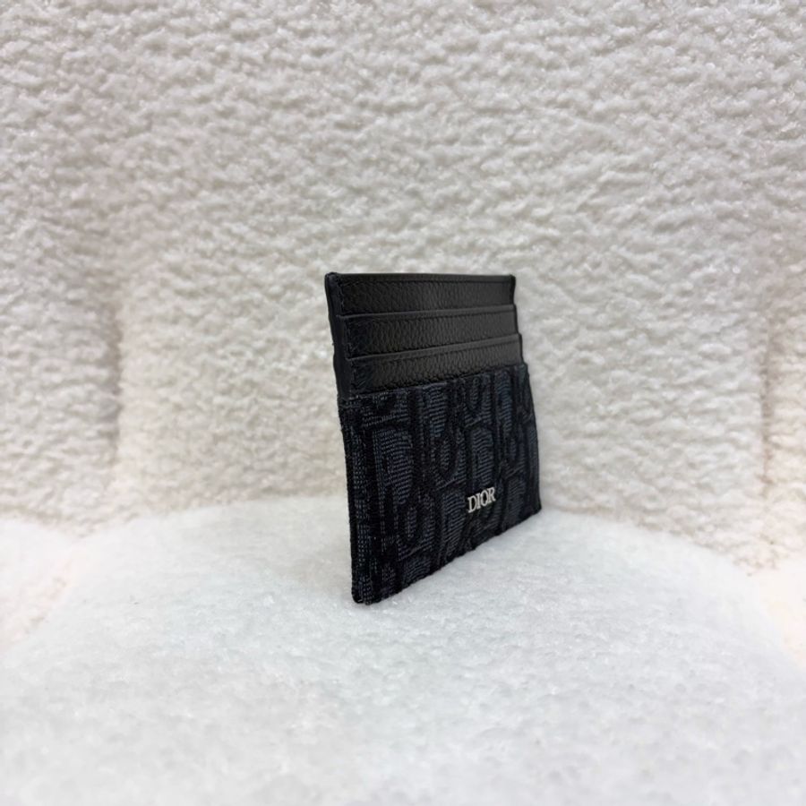 Dior黑緹花布牛皮7卡卡夾-9