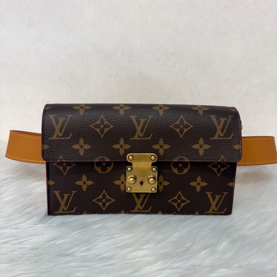 LV M68549 S LOCK 老花金扣皮帶腰包 腰帶90cm 霹靂包 麻將包-0