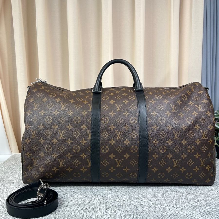LV路易威登Keepall 55 棕色老花旅行包 經典老花配色-0