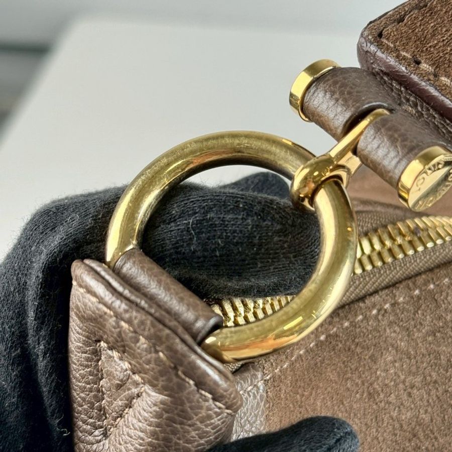 Louis Vuitton Empreinte Audacieuse 壓紋皮革 金扣 麂皮 老花 手提包-7