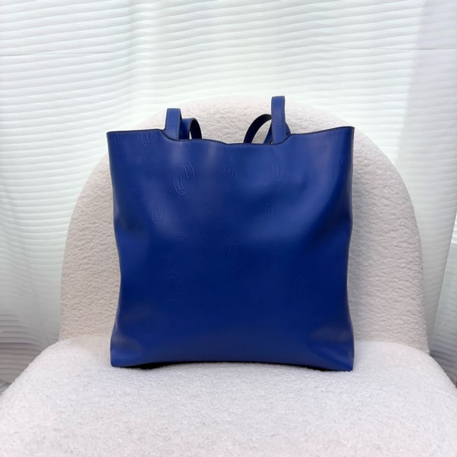Cartier靛藍色logo印花購物托特-1